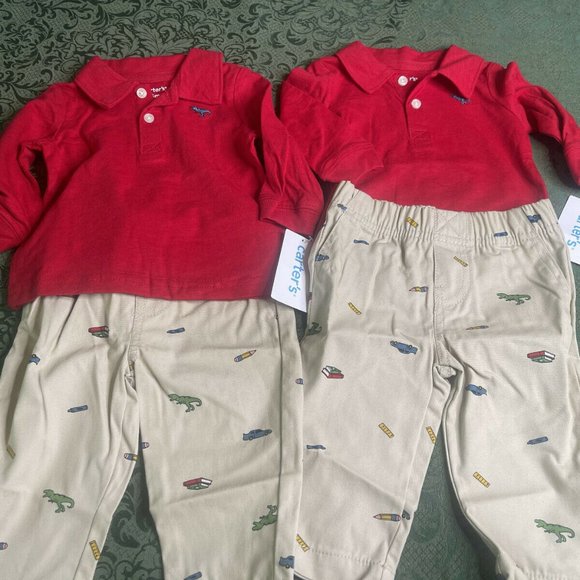 NWT TWINS 6m NB 3m carters dinosaur cars outfit spring easter wedding rainbow